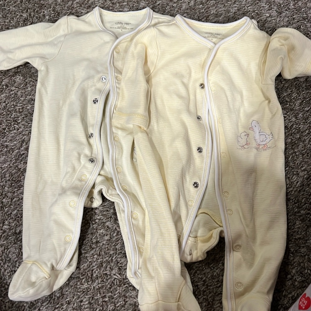 2 little me yellow duck onsies